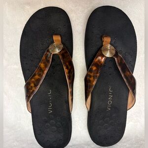 Vionic Hilda Tort Women’s Tortoise Brown Black Sandal Thong Flip Flops Sz: 8.5